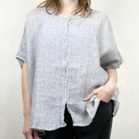 Tahari Tops - Tahari 100% linen oversized slouchy button down shirt size M
